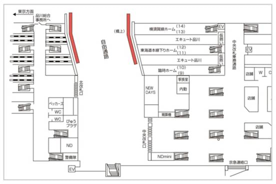 Ｊ･ＡＤビジョン 品川駅自由通路セット配置図