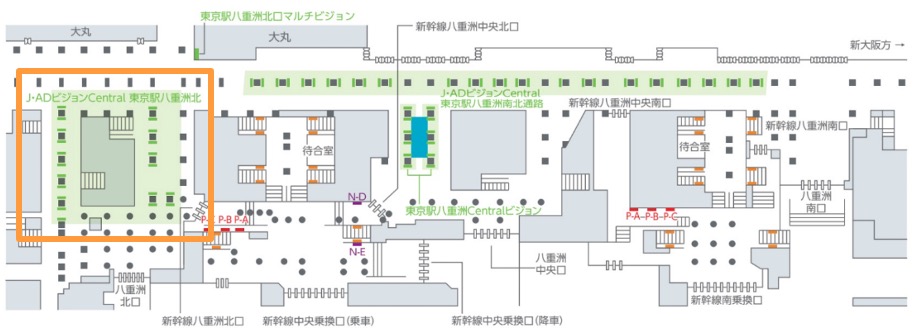 J･ADビジョンCentral  東京駅八重洲北配置図
