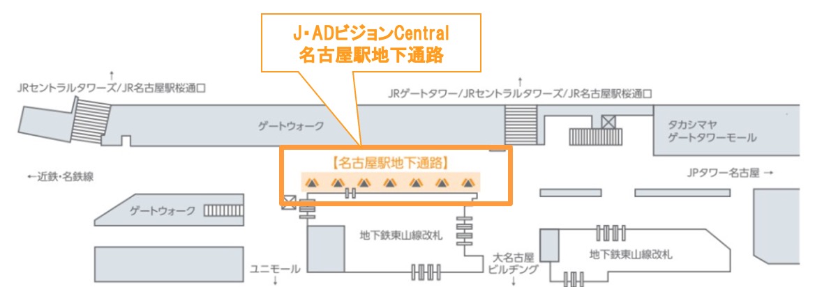 J･ADビジョンCentral  名古屋駅地下通路配置図
