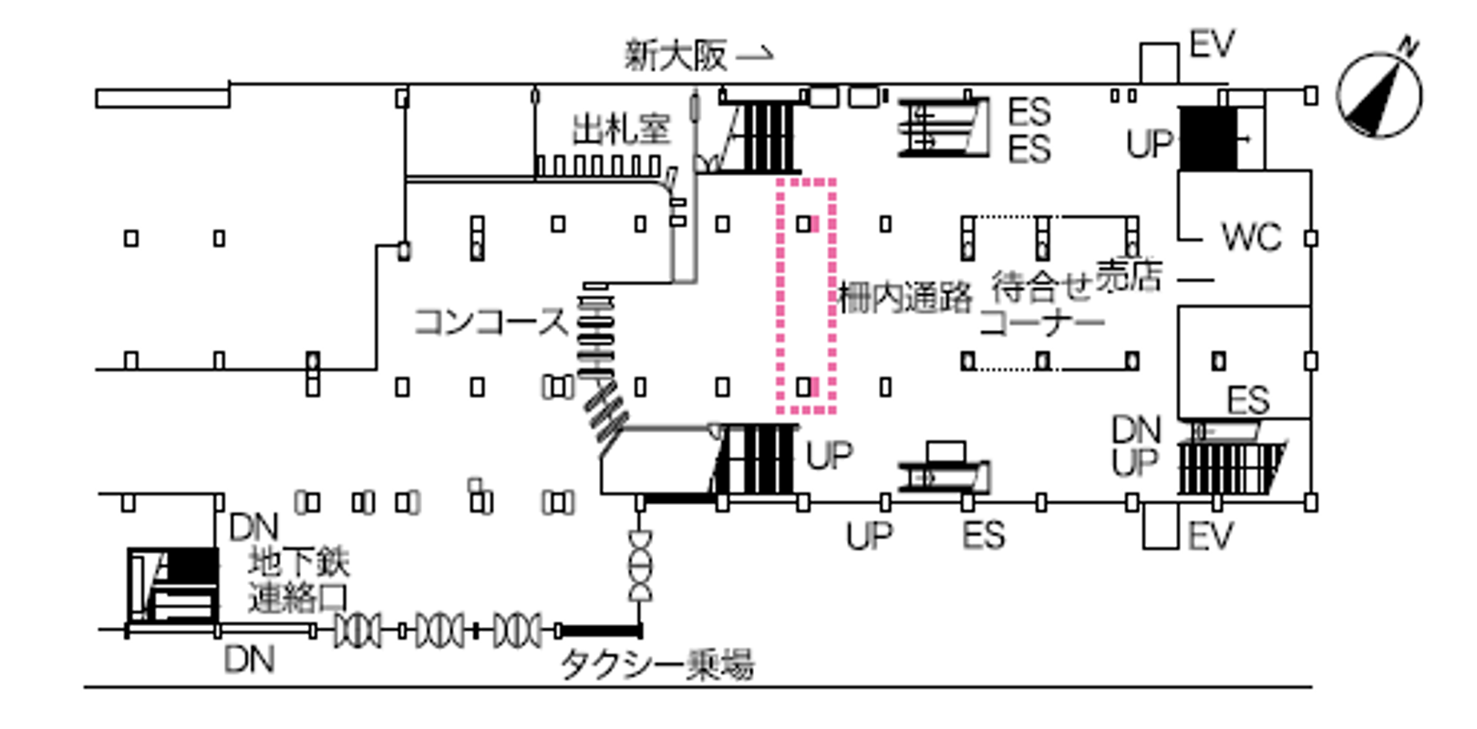 新神戸駅デジタルサイネージ配置図