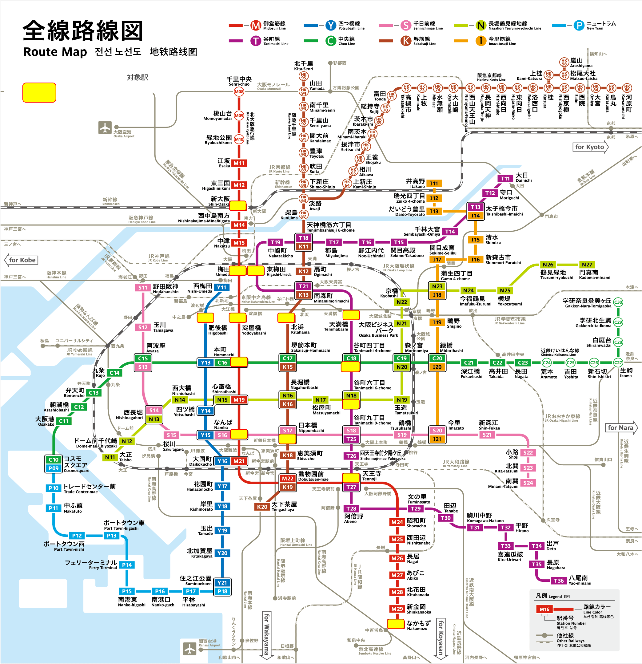 Osaka Metroネットワークビジョン配置図