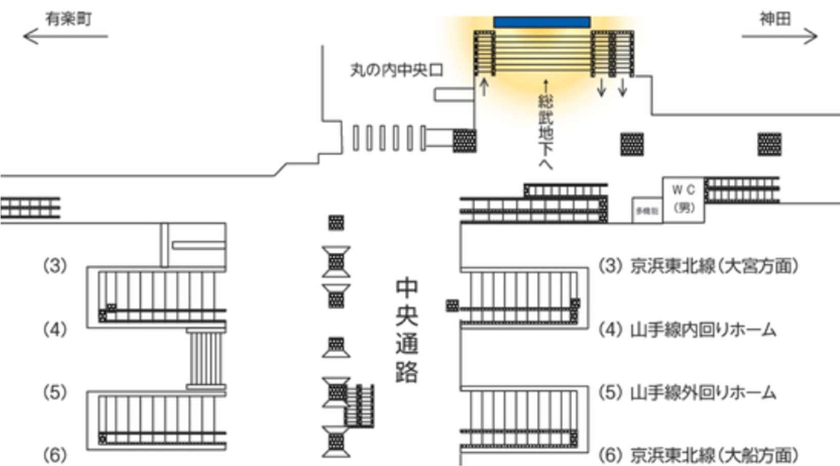 東京駅丸の内大型LEDビジョン配置図