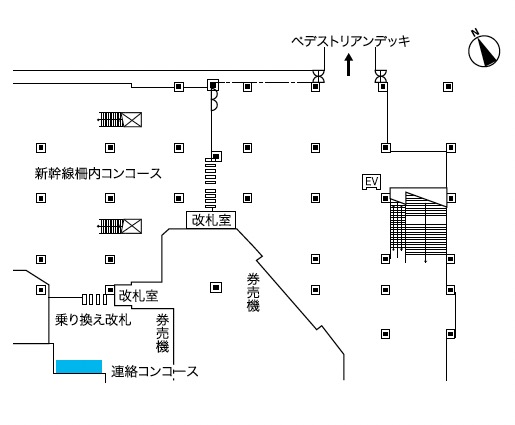 広島駅Fマルチ乗り換え改札前配置図