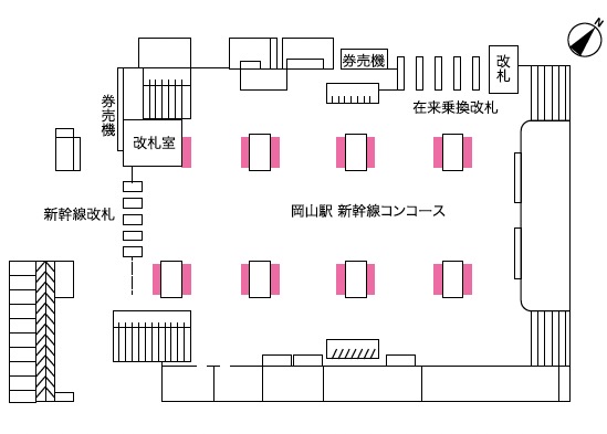 岡山駅新幹線コンコースDS15配置図