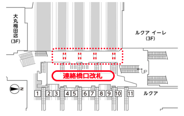 J・ADビジョンWEST 大阪駅橋上自由通路セット配置図