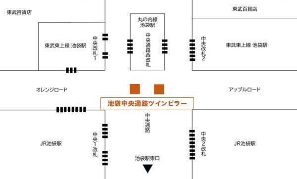 池袋中央通路ツインピラー配置図