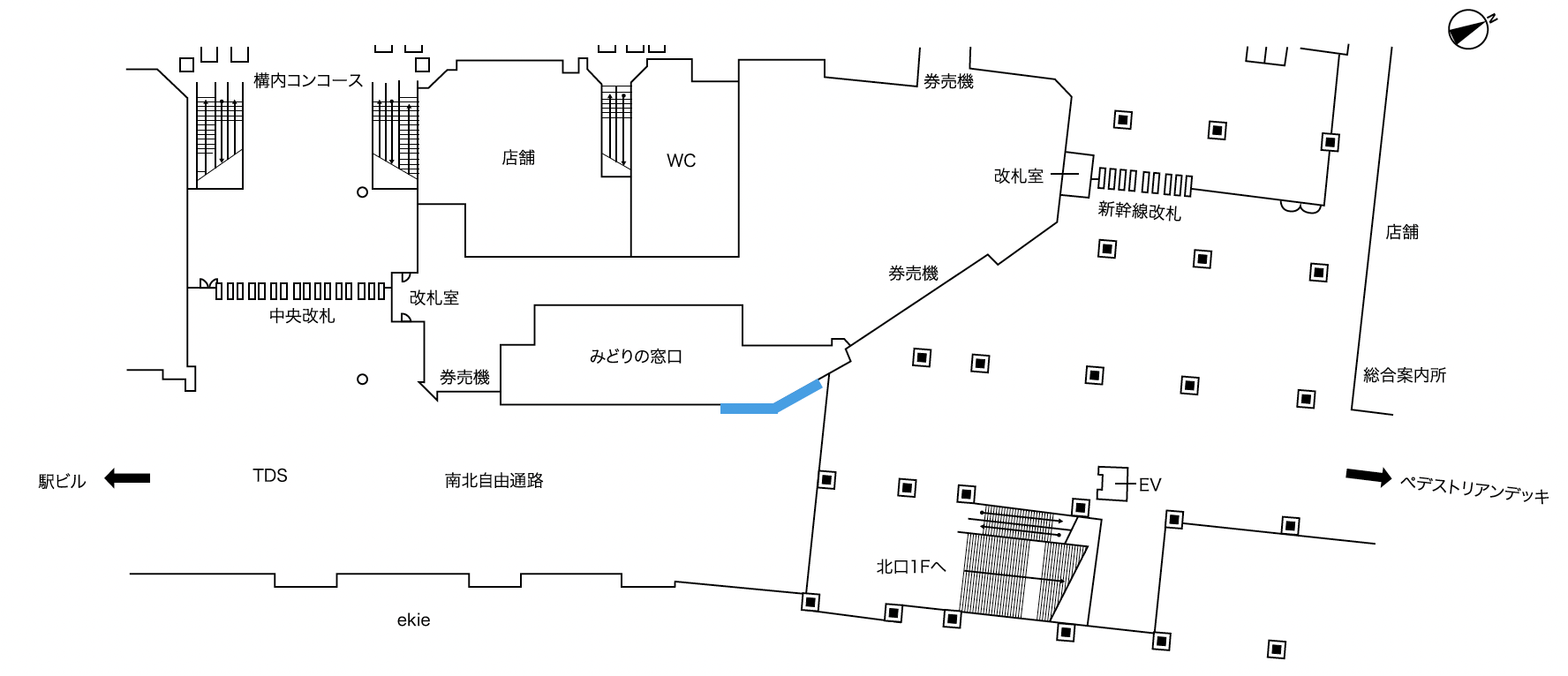 広島駅　みどりのLEDビジョン配置図